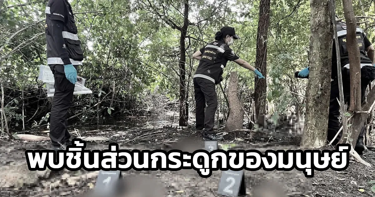 พบชิ้นส่วนกระดูกของมนุษย์ กระจัดกระจายภายในดงป่า บริเวณบ้านห้วยตลุง จ.กาญจนบุรี